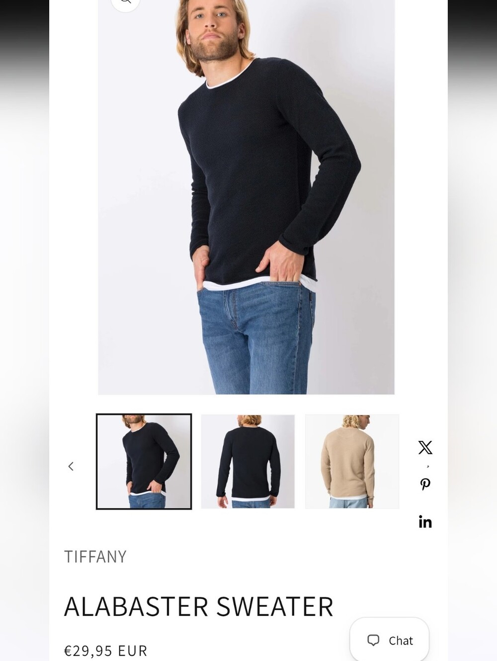 Men's Long Sleeve Crewneck Shirt - Navy